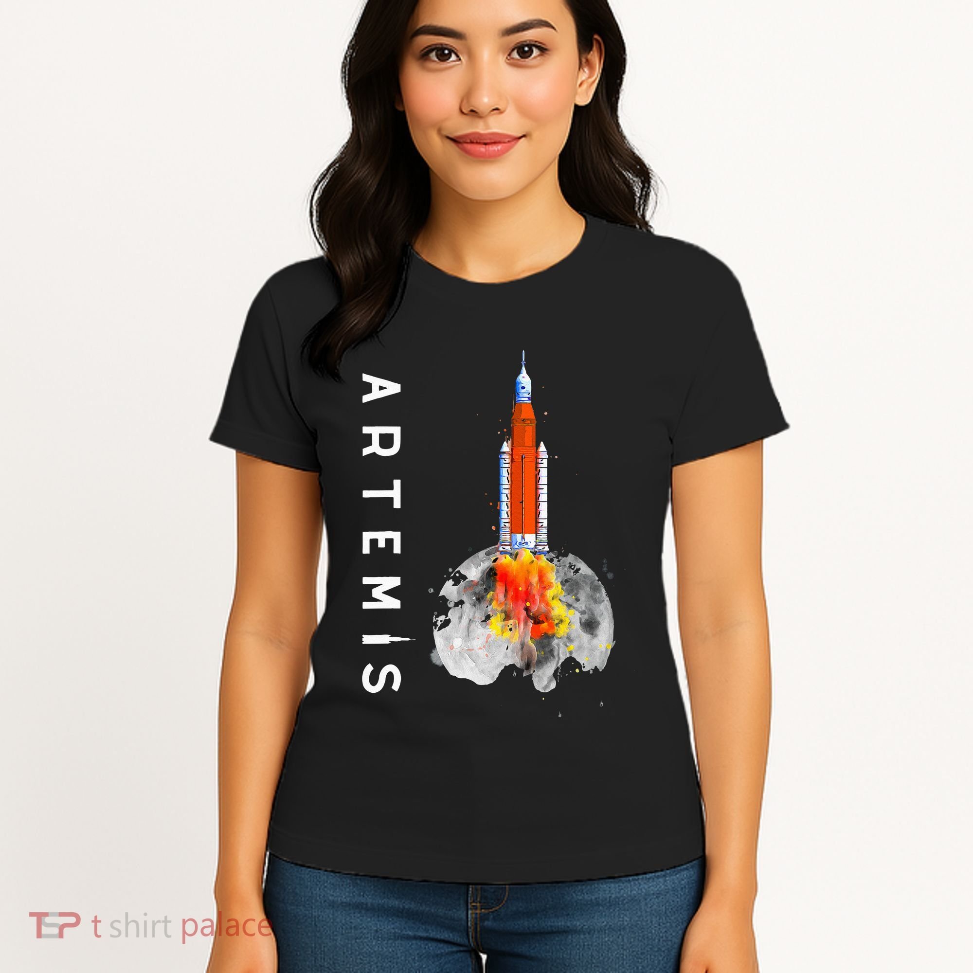 Artemis 1 SLS Rocket Launch Mission To The Moon And Beyond Women's T-Shirt