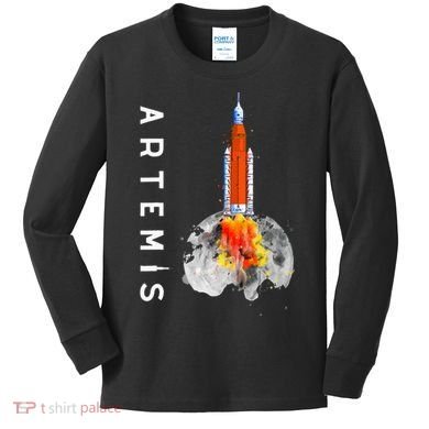 Artemis 1 SLS Rocket Launch Mission To The Moon And Beyond Kids Long Sleeve Shirt