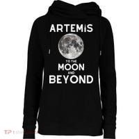 Artemis 1 SLS Rocket Launch Mission To The Moon And Beyond Womens Funnel Neck Pullover Hood thumb 0
