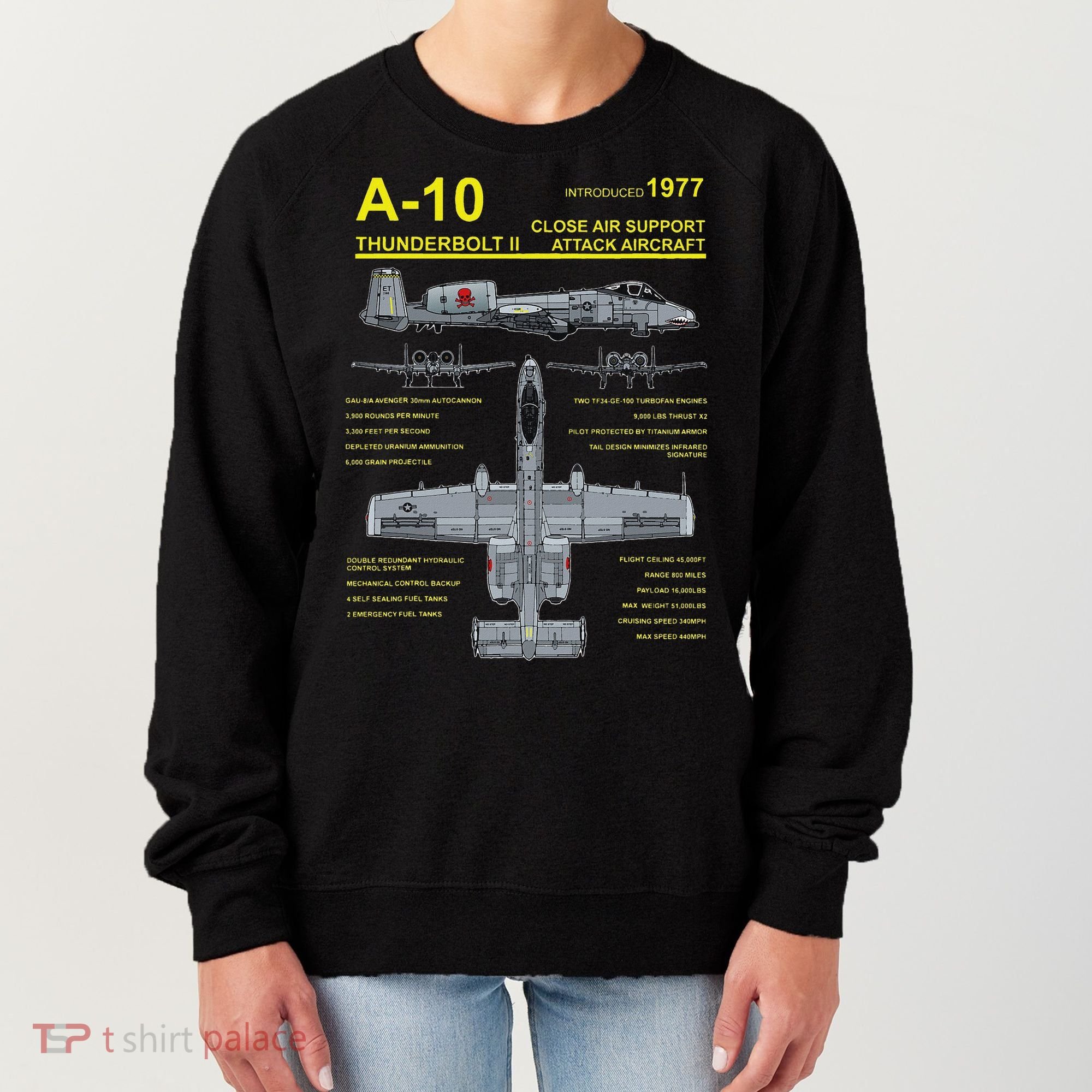 A 10 Thunderbolt Ii Warthog Military Jet Blueprint Women's Sweatshirt