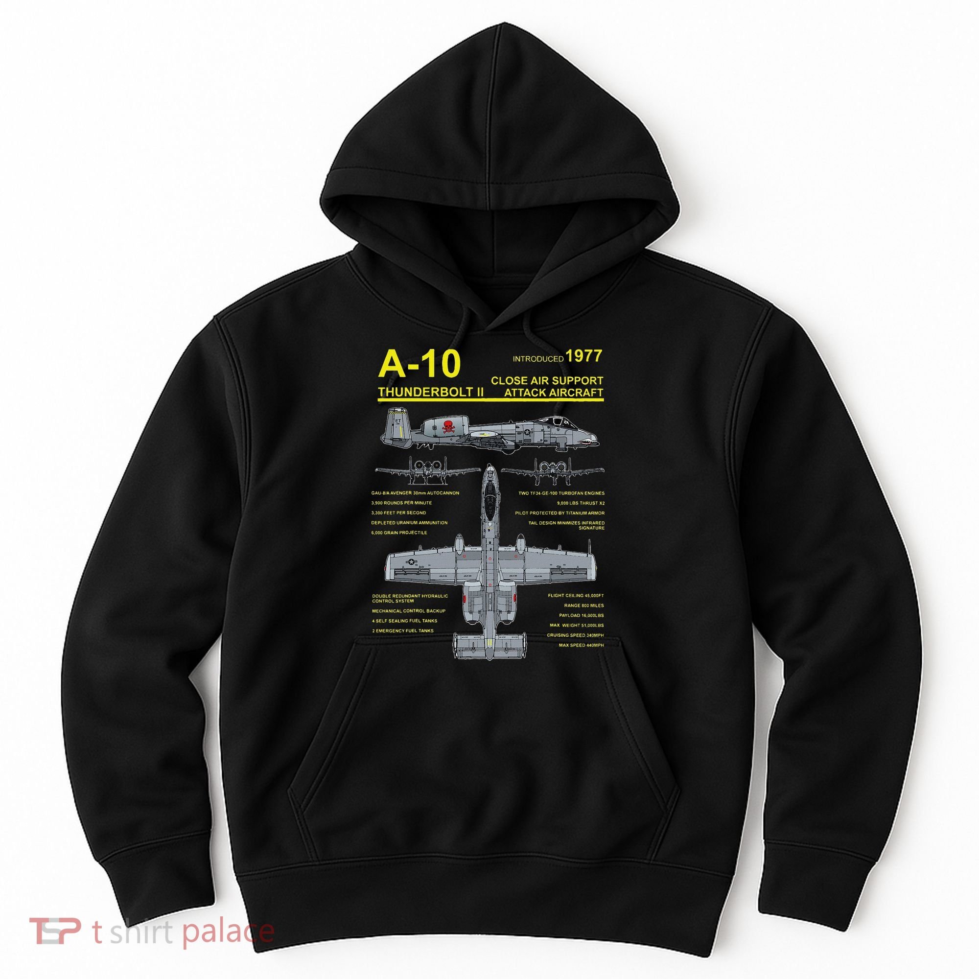 A 10 Thunderbolt Ii Warthog Military Jet Blueprint Hoodie