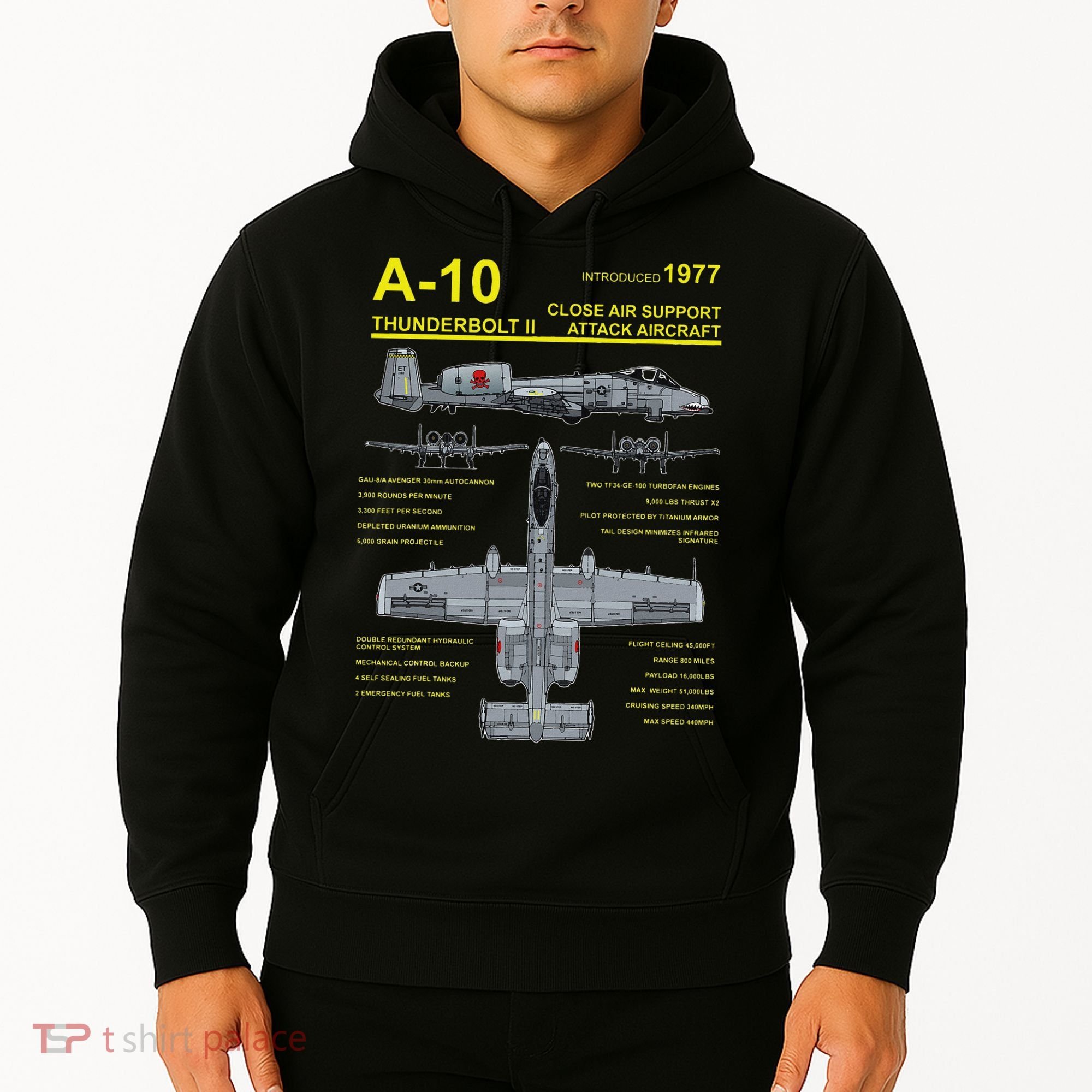 A 10 Thunderbolt Ii Warthog Military Jet Blueprint Hoodie