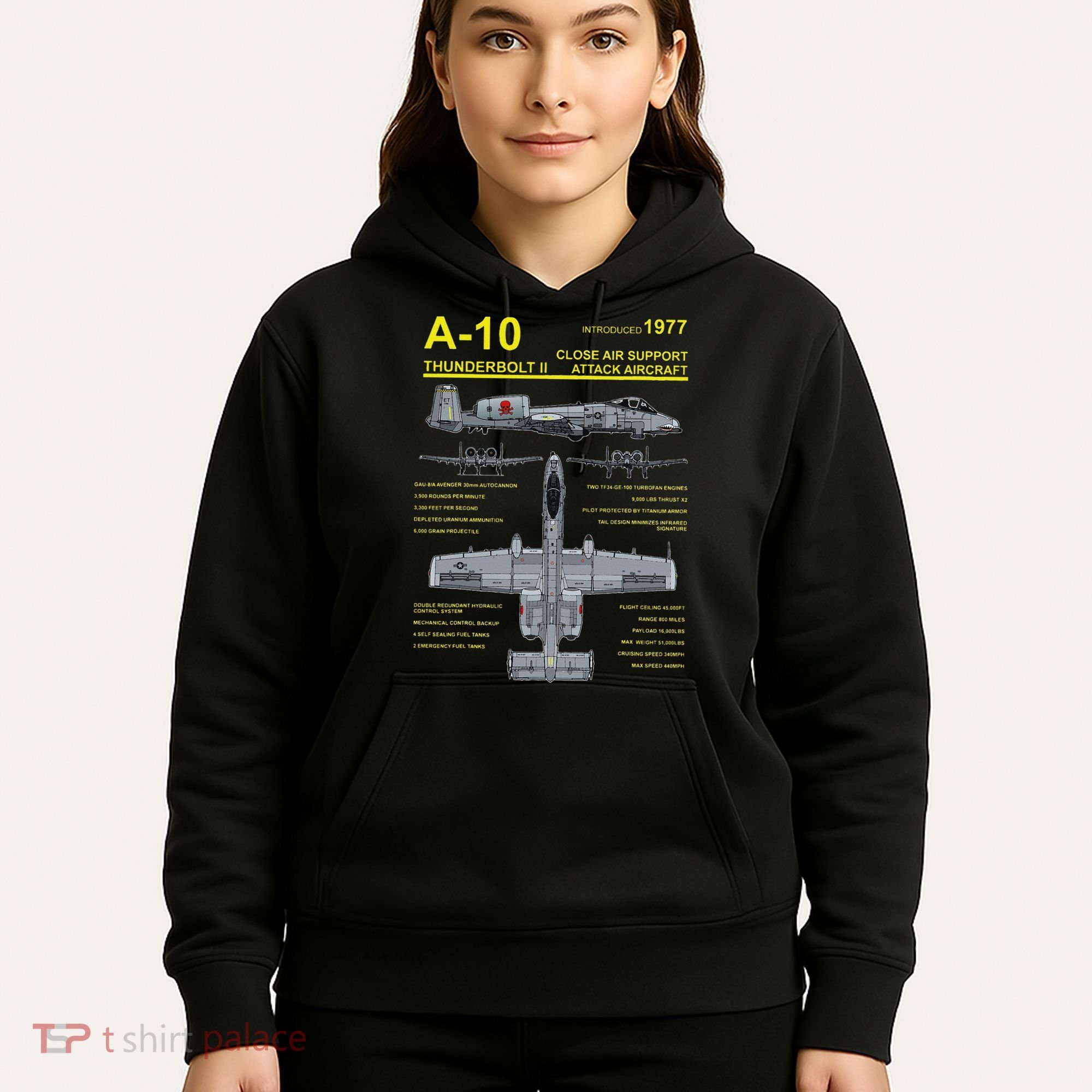 A 10 Thunderbolt Ii Warthog Military Jet Blueprint Hoodie