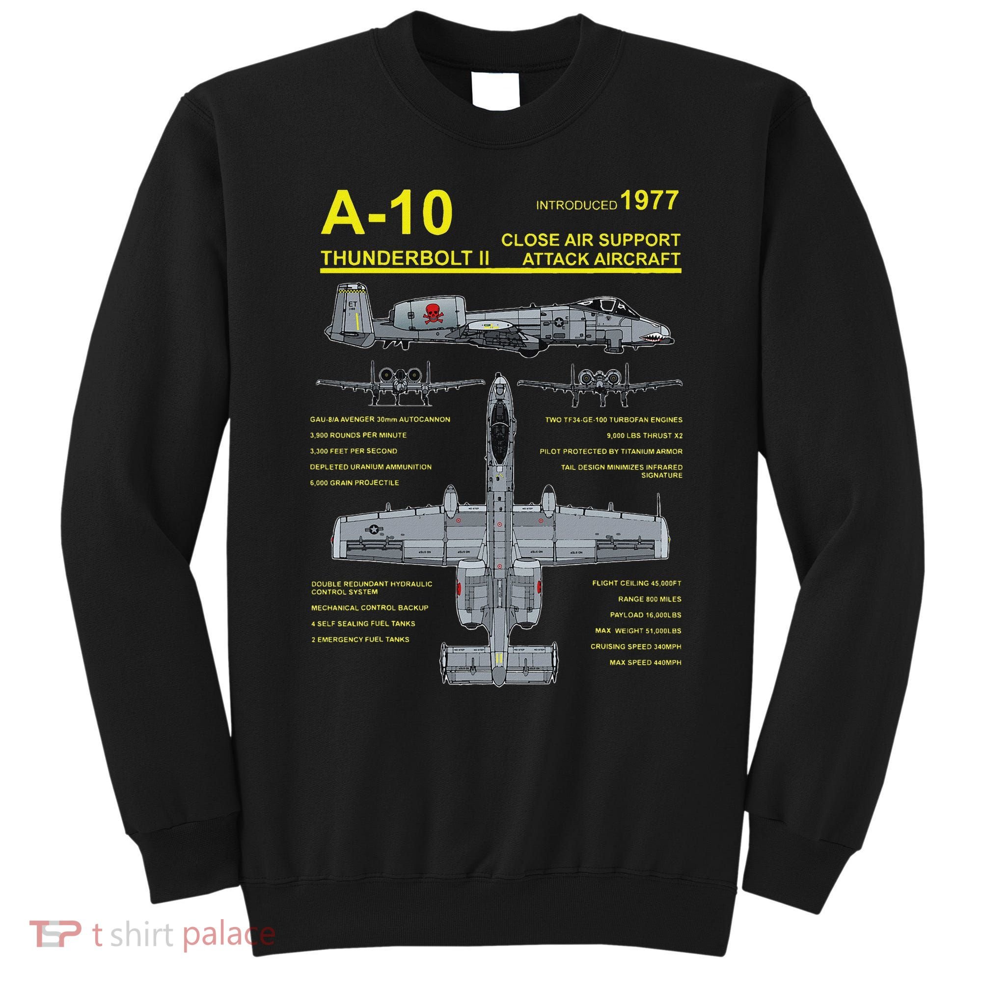 A 10 Thunderbolt Ii Warthog Military Jet Blueprint Sweatshirt