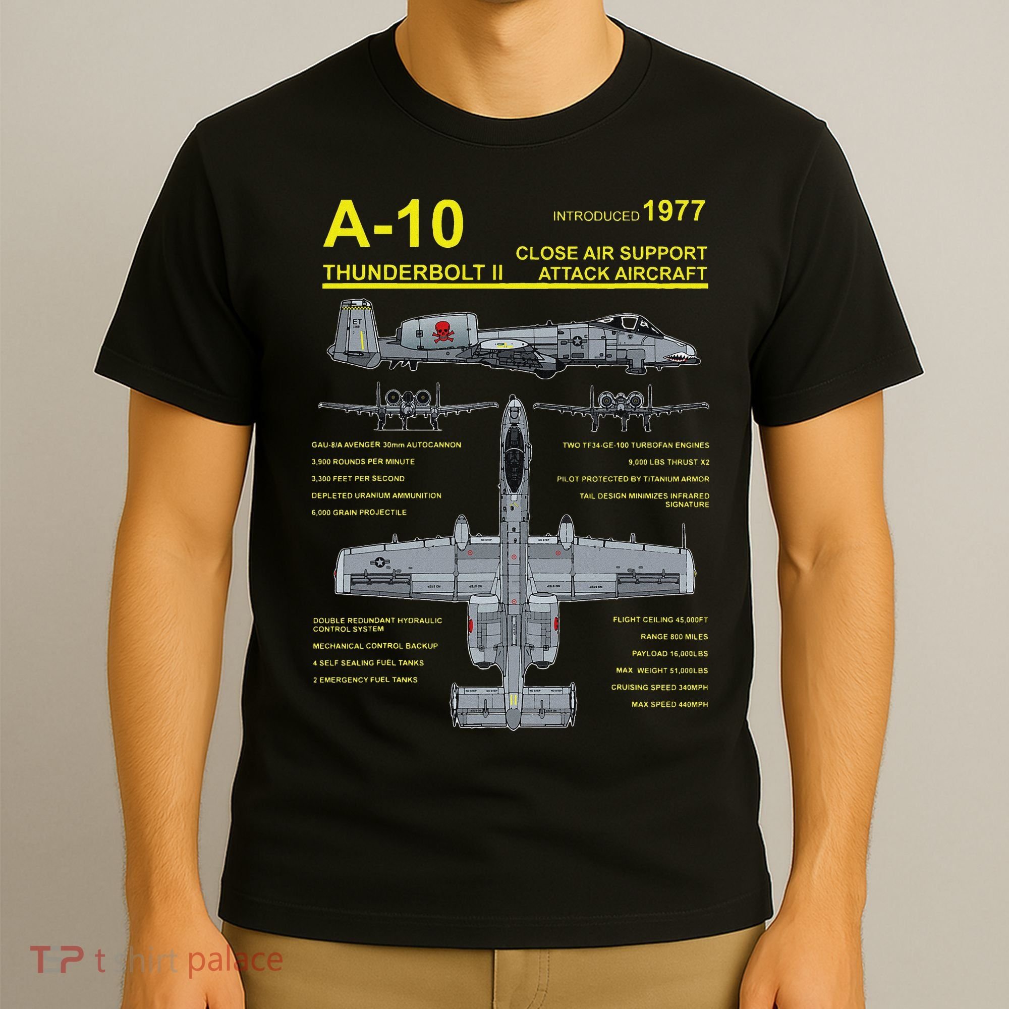 A 10 Thunderbolt Ii Warthog Military Jet Blueprint T-Shirt