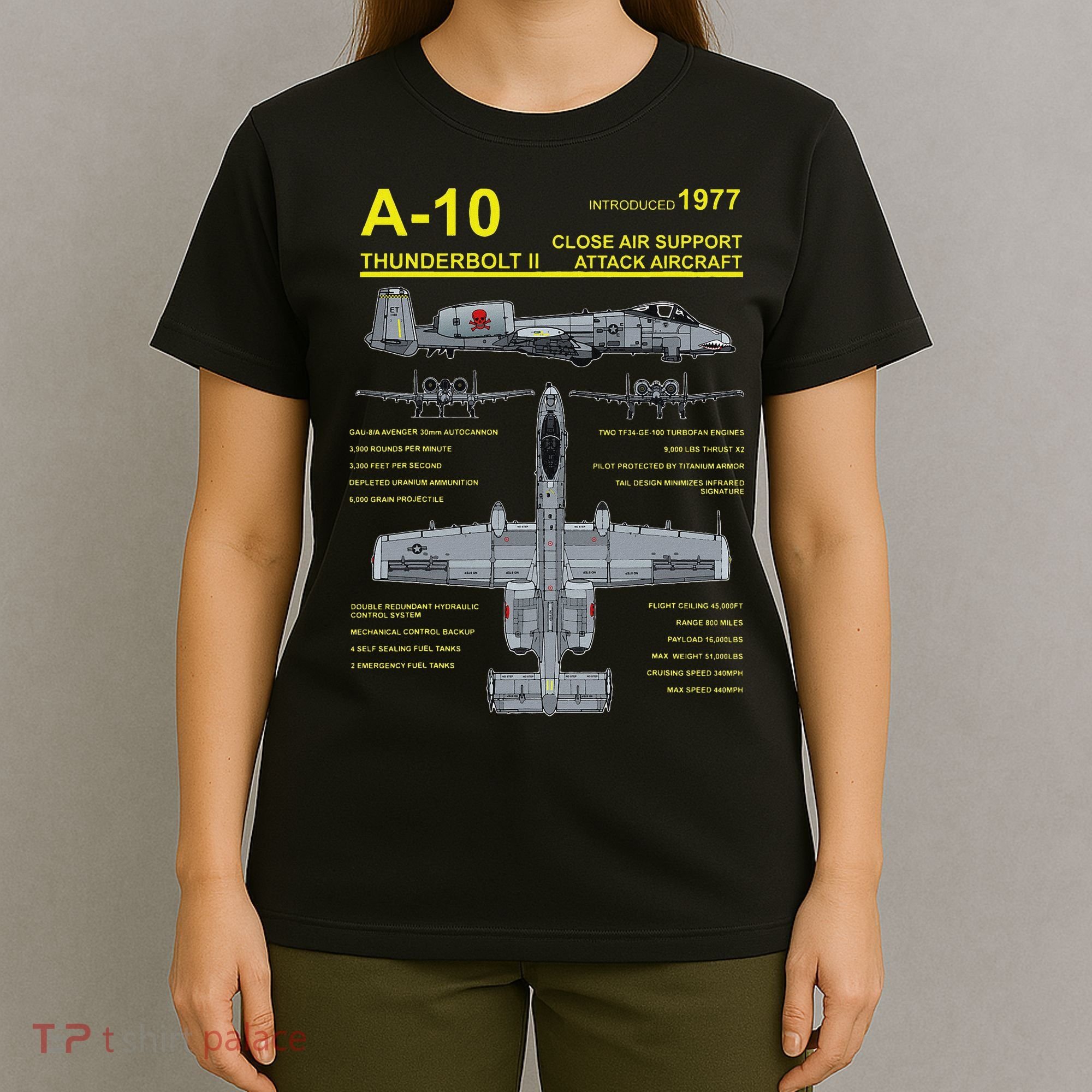 A 10 Thunderbolt Ii Warthog Military Jet Blueprint T-Shirt