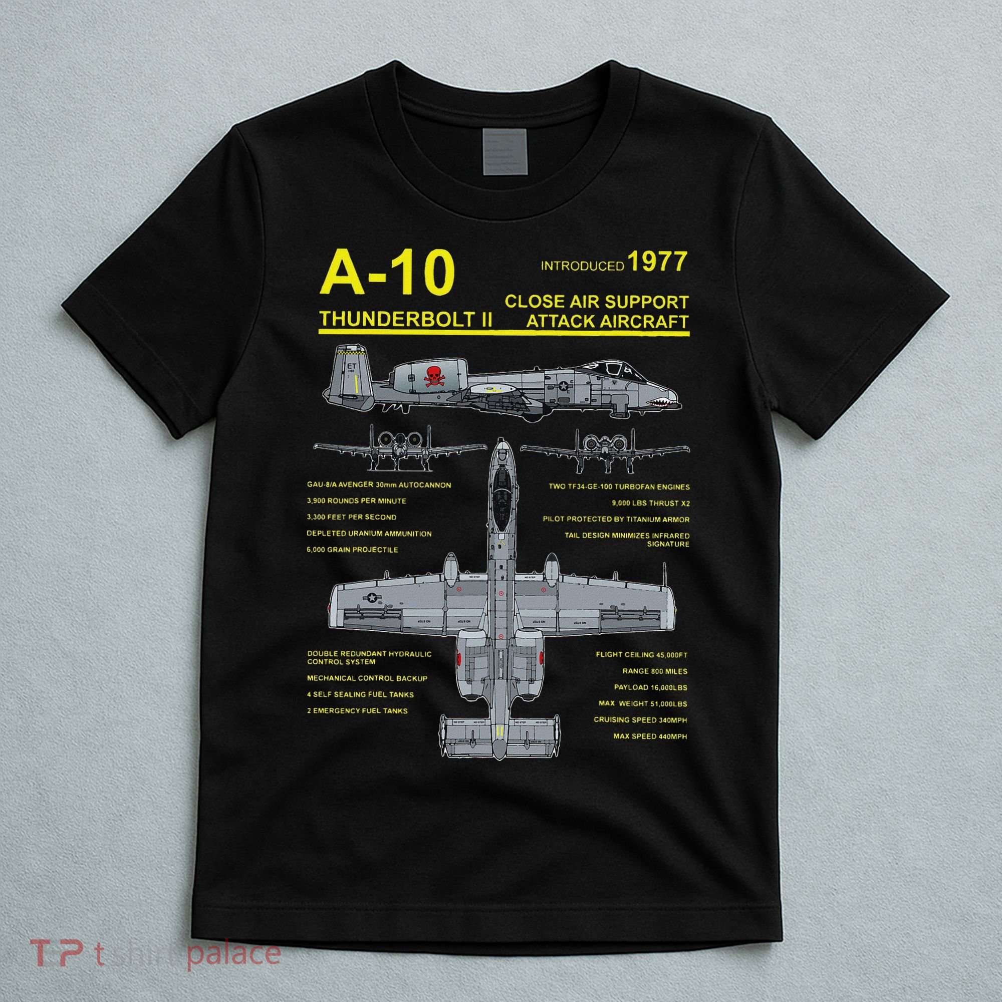 A 10 Thunderbolt Ii Warthog Military Jet Blueprint T-Shirt