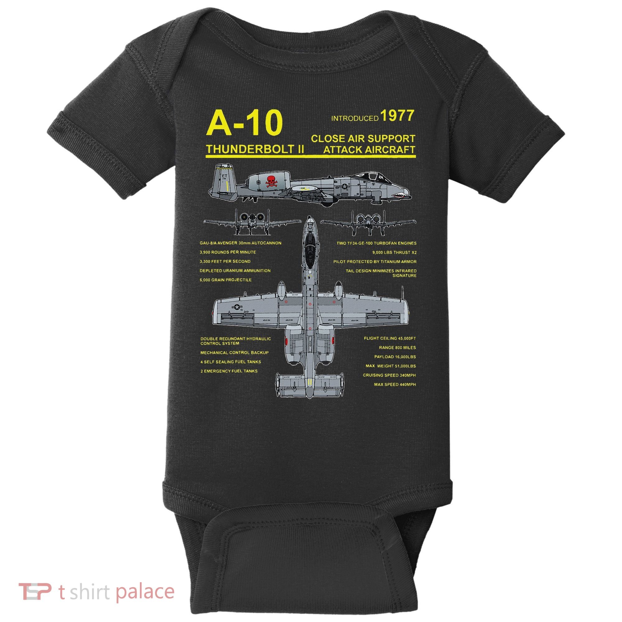 A 10 Thunderbolt Ii Warthog Military Jet Blueprint Baby Bodysuit