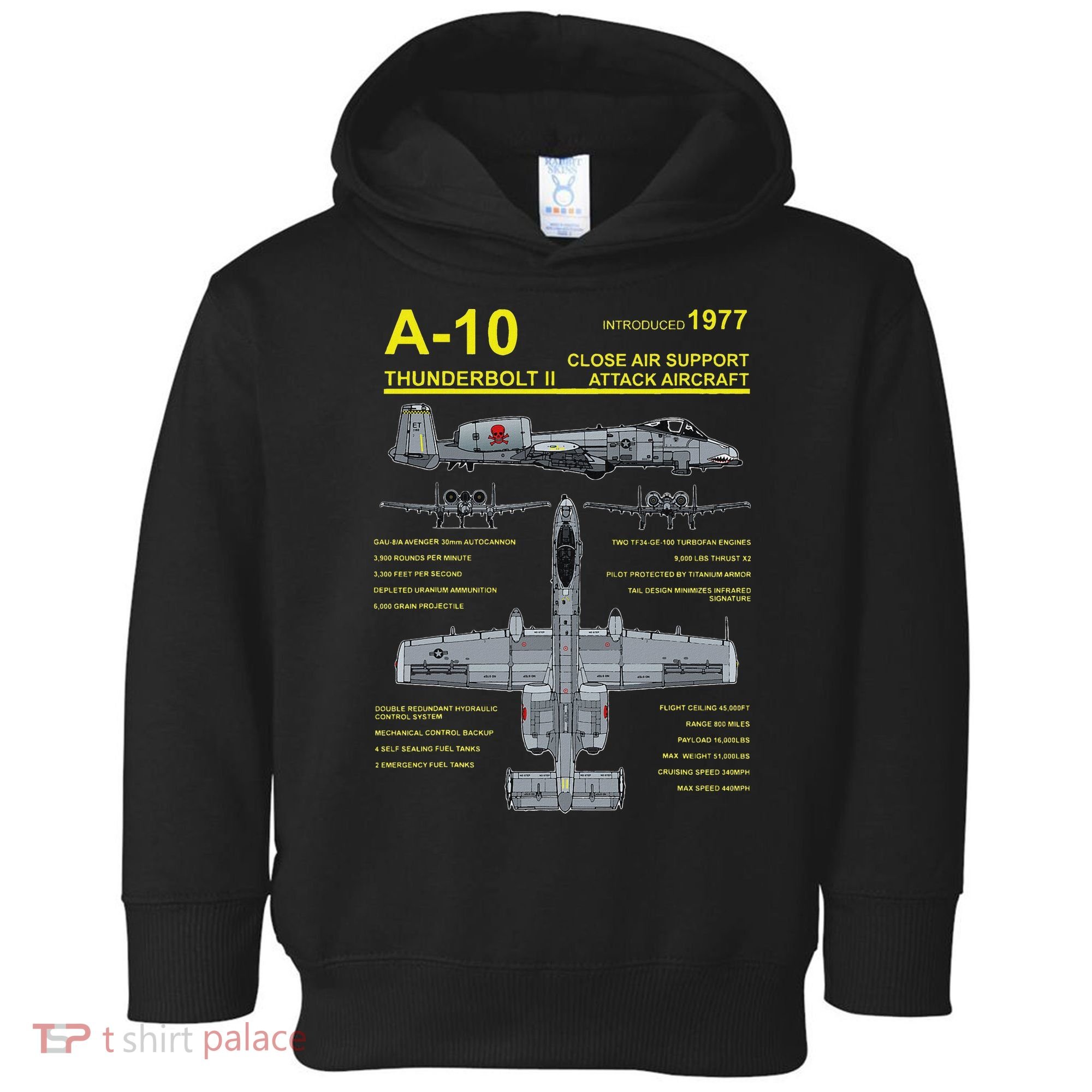 A 10 Thunderbolt Ii Warthog Military Jet Blueprint Toddler Hoodie