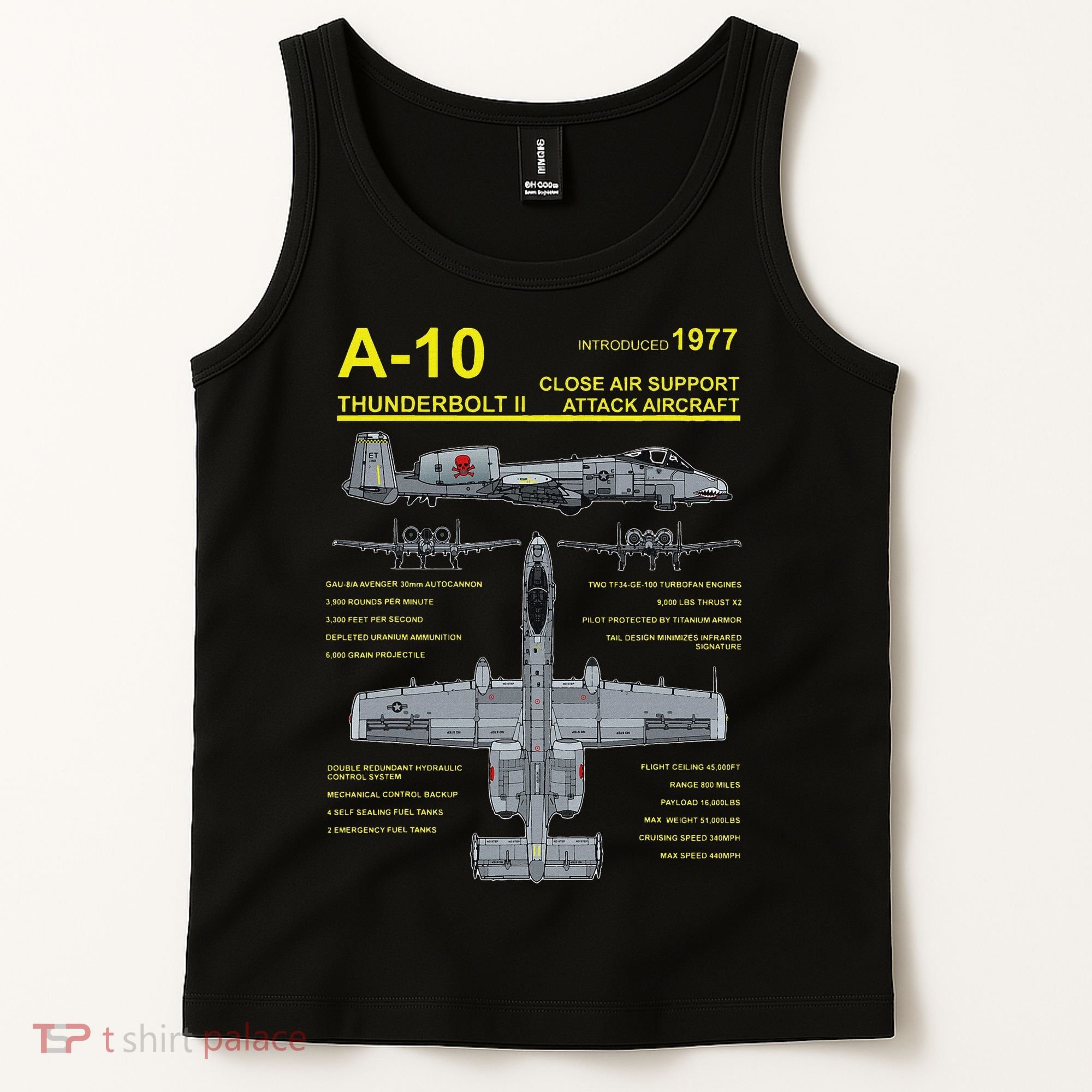 A 10 Thunderbolt Ii Warthog Military Jet Blueprint Tank Top