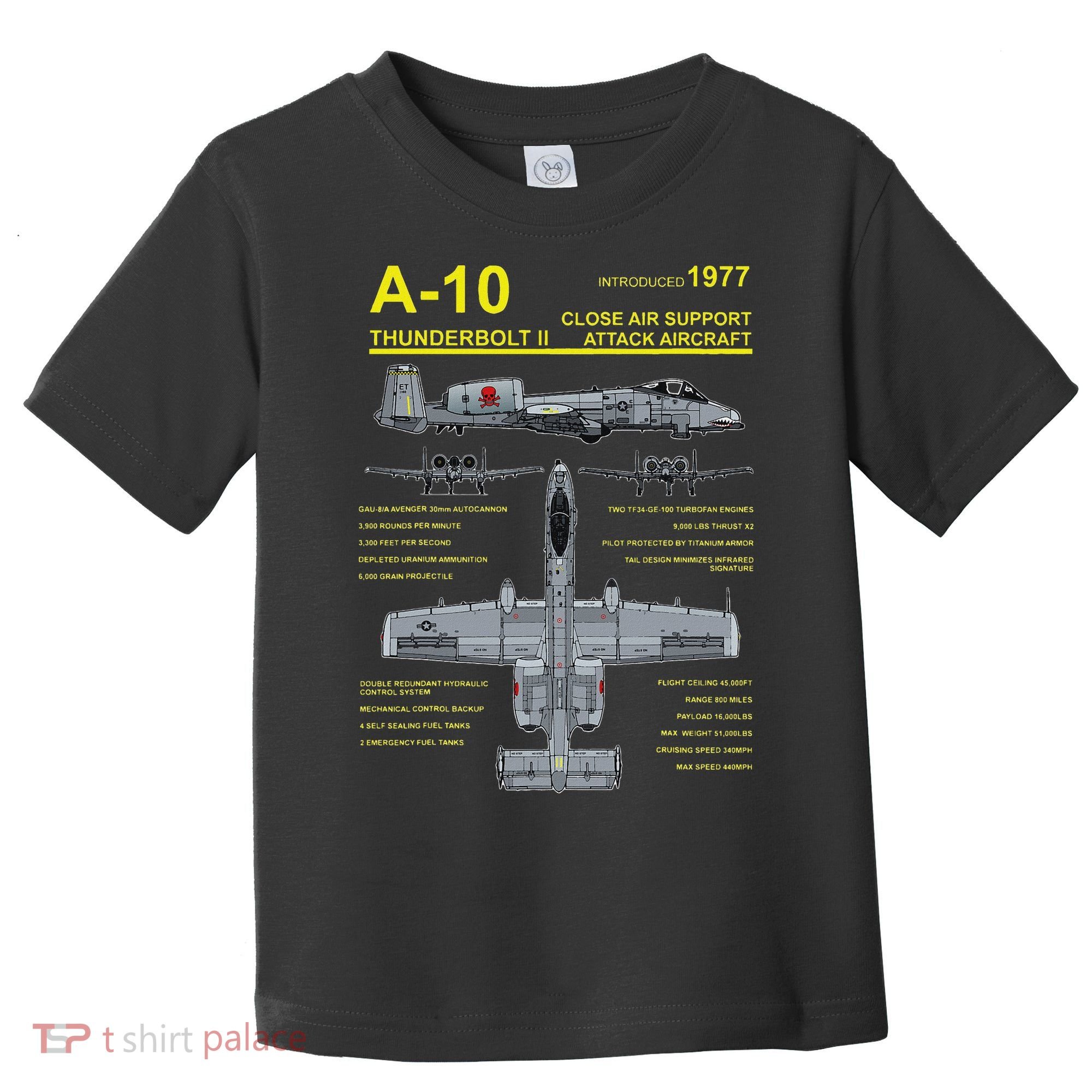 A 10 Thunderbolt Ii Warthog Military Jet Blueprint Toddler T-Shirt