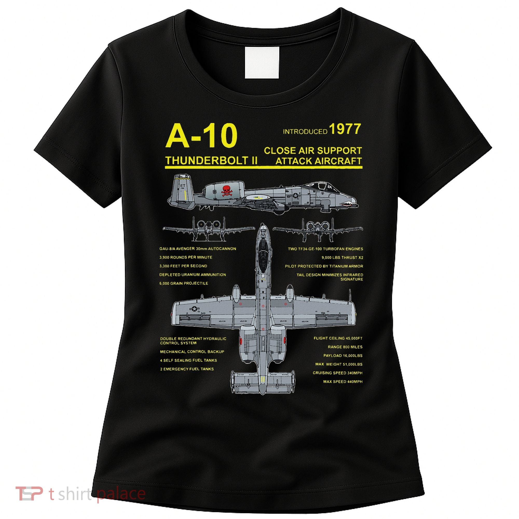 A 10 Thunderbolt Ii Warthog Military Jet Blueprint Women's T-Shirt