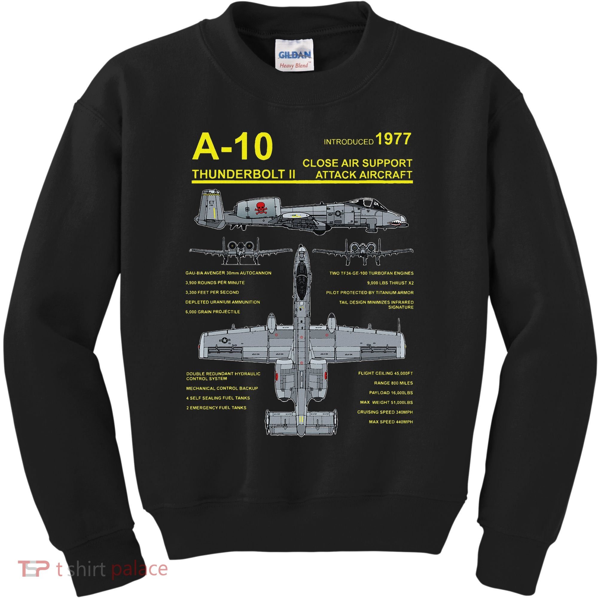 A 10 Thunderbolt Ii Warthog Military Jet Blueprint Kids Sweatshirt