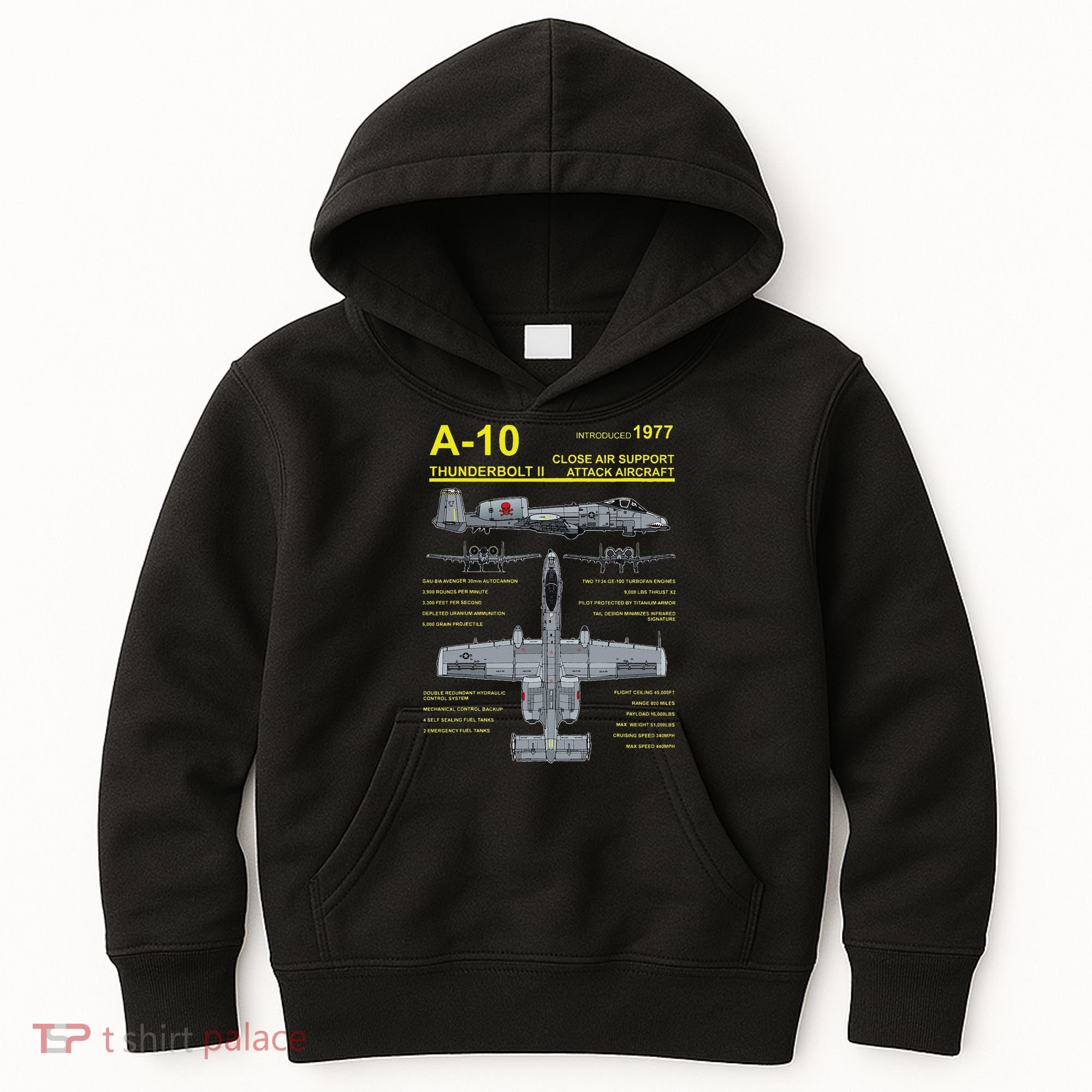 A 10 Thunderbolt Ii Warthog Military Jet Blueprint Kids Hoodie