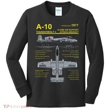 A 10 Thunderbolt Ii Warthog Military Jet Blueprint Kids Long Sleeve Shirt
