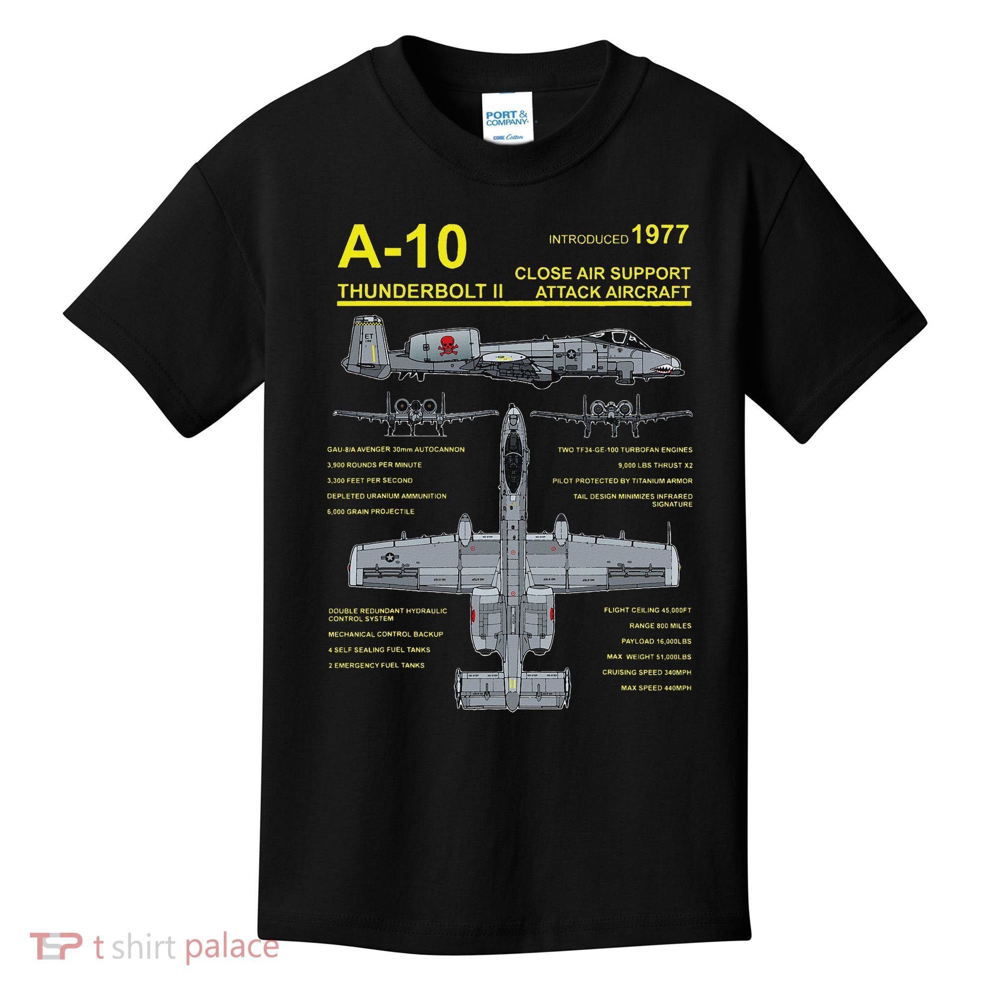 A 10 Thunderbolt Ii Warthog Military Jet Blueprint Kids T-Shirt