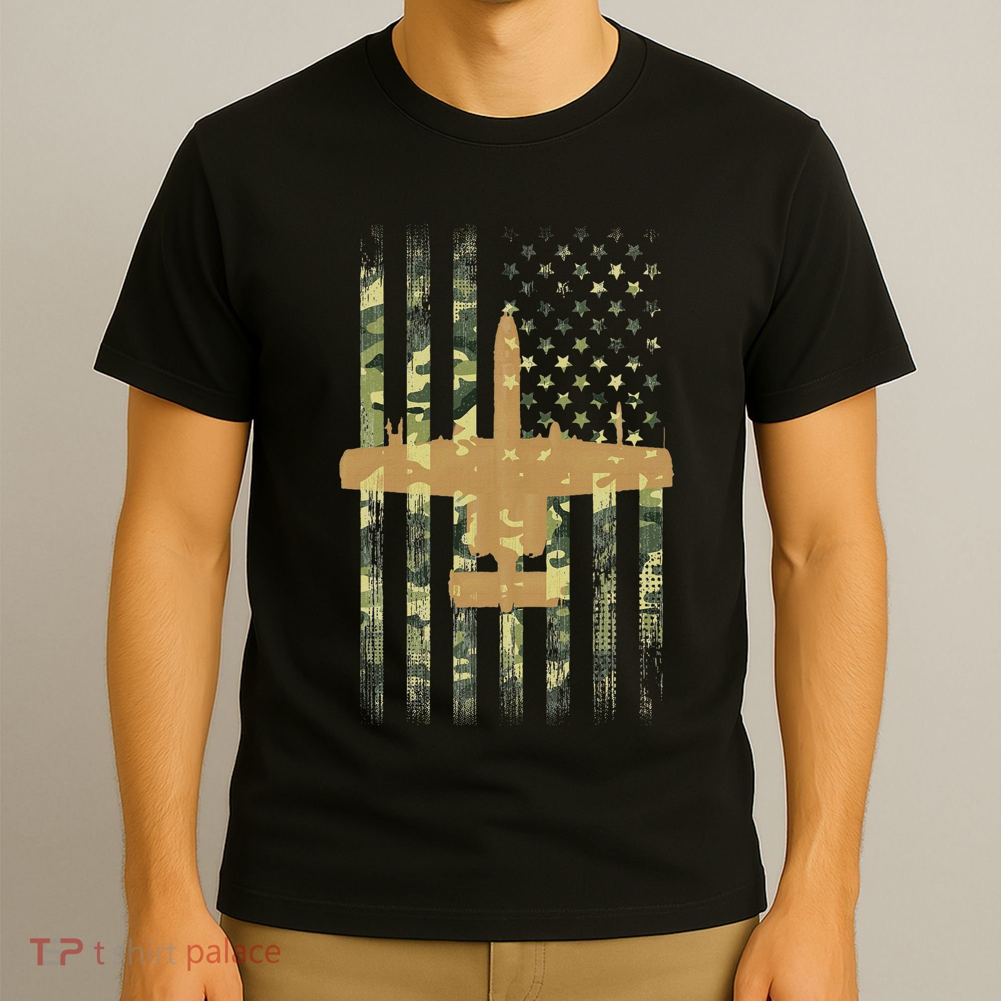 A 10 Thunderbolt Ii Warthog Camo Flag Military Airplane T-Shirt
