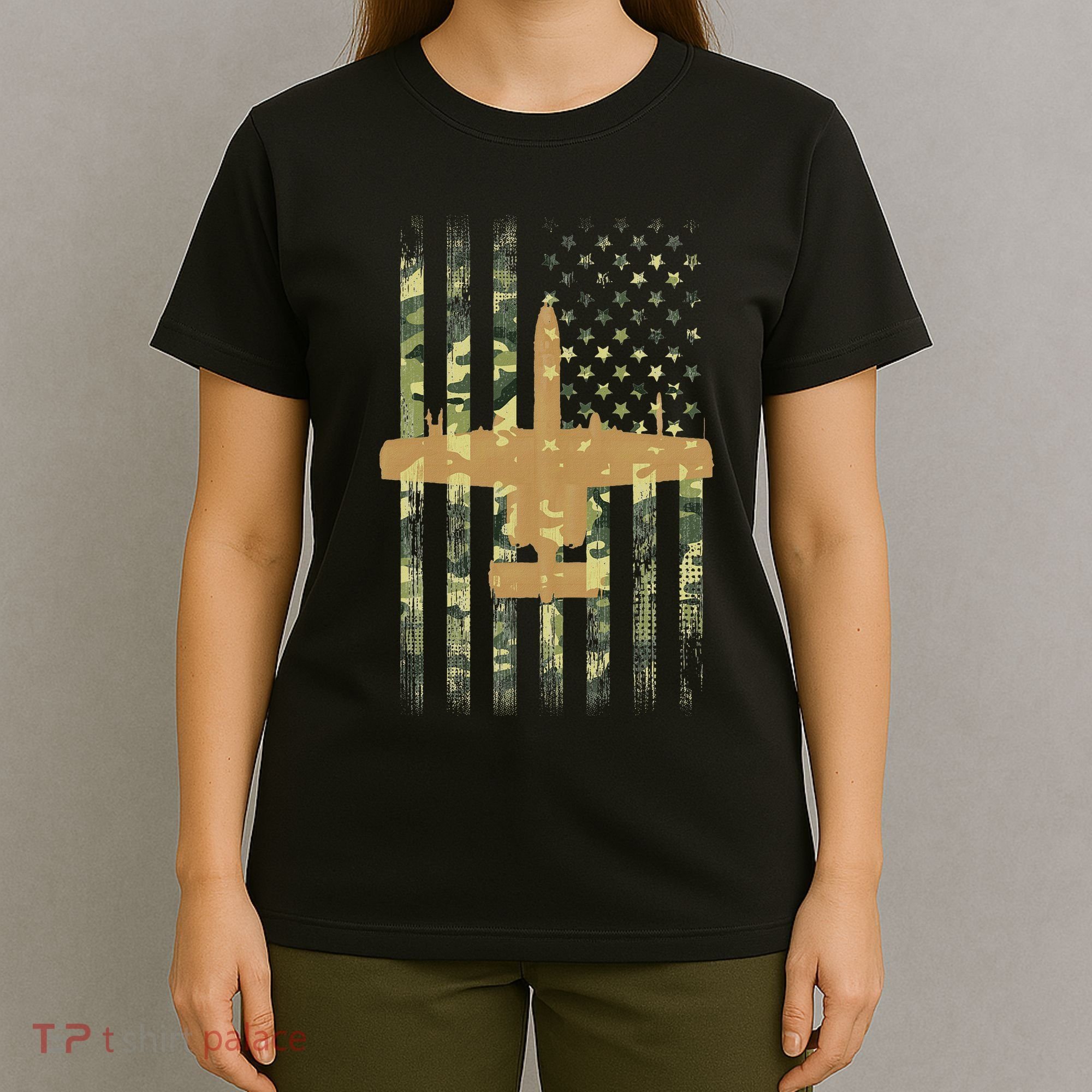A 10 Thunderbolt Ii Warthog Camo Flag Military Airplane T-Shirt