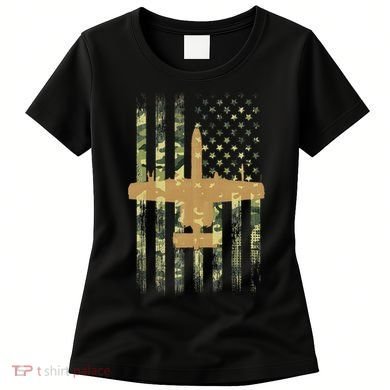 A 10 Thunderbolt Ii Warthog Camo Flag Military Airplane Women's T-Shirt