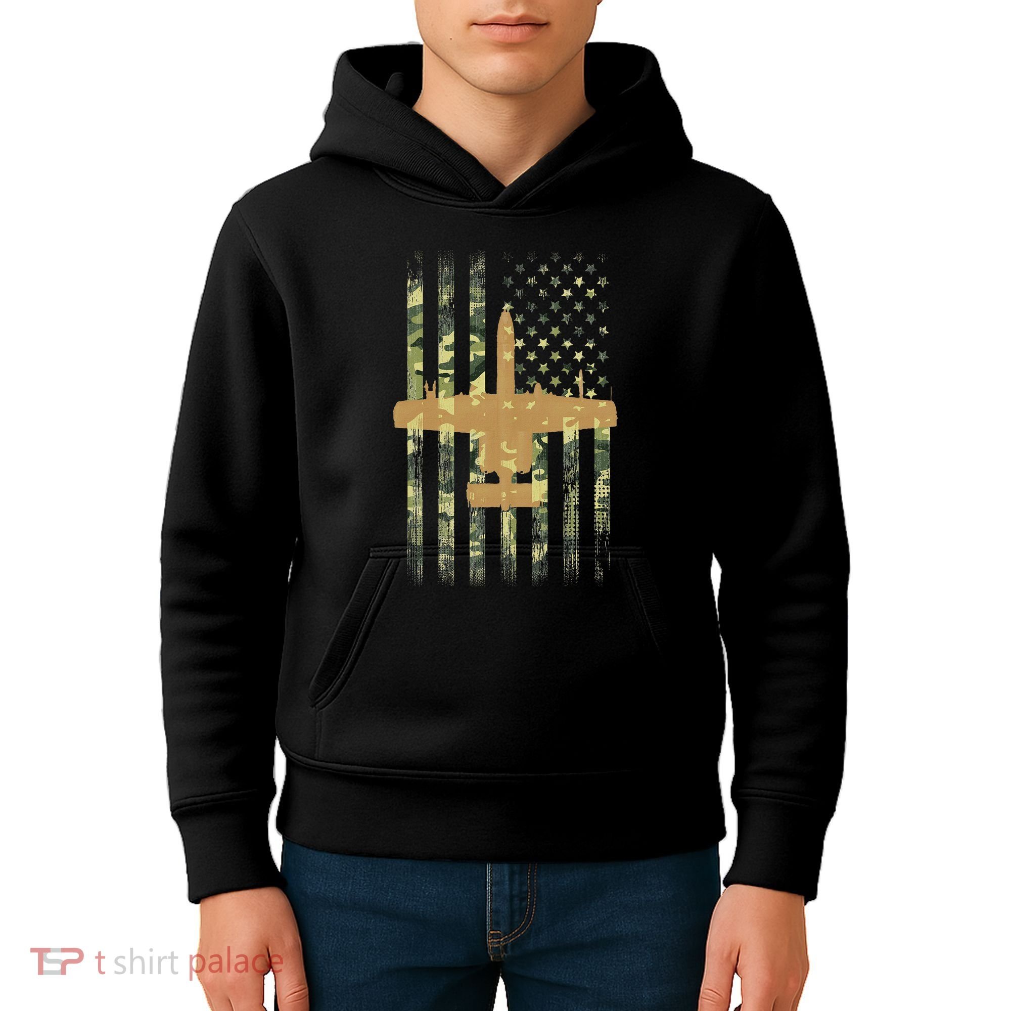 A 10 Thunderbolt Ii Warthog Camo Flag Military Airplane Kids Hoodie
