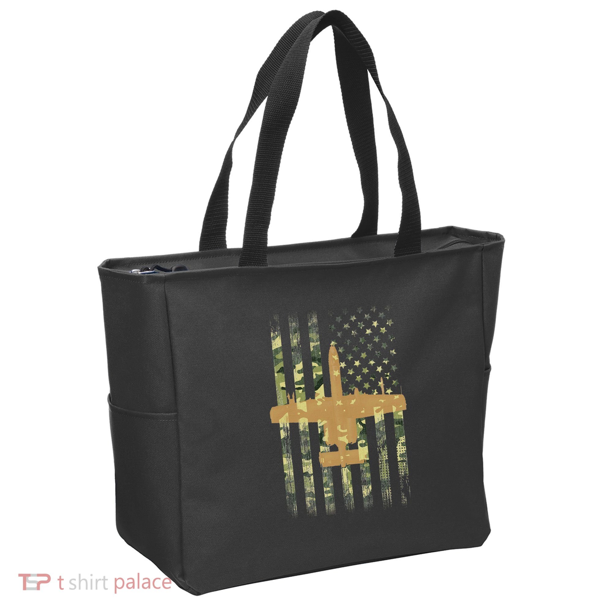 A 10 Thunderbolt Ii Warthog Camo Flag Military Airplane Tote Bag