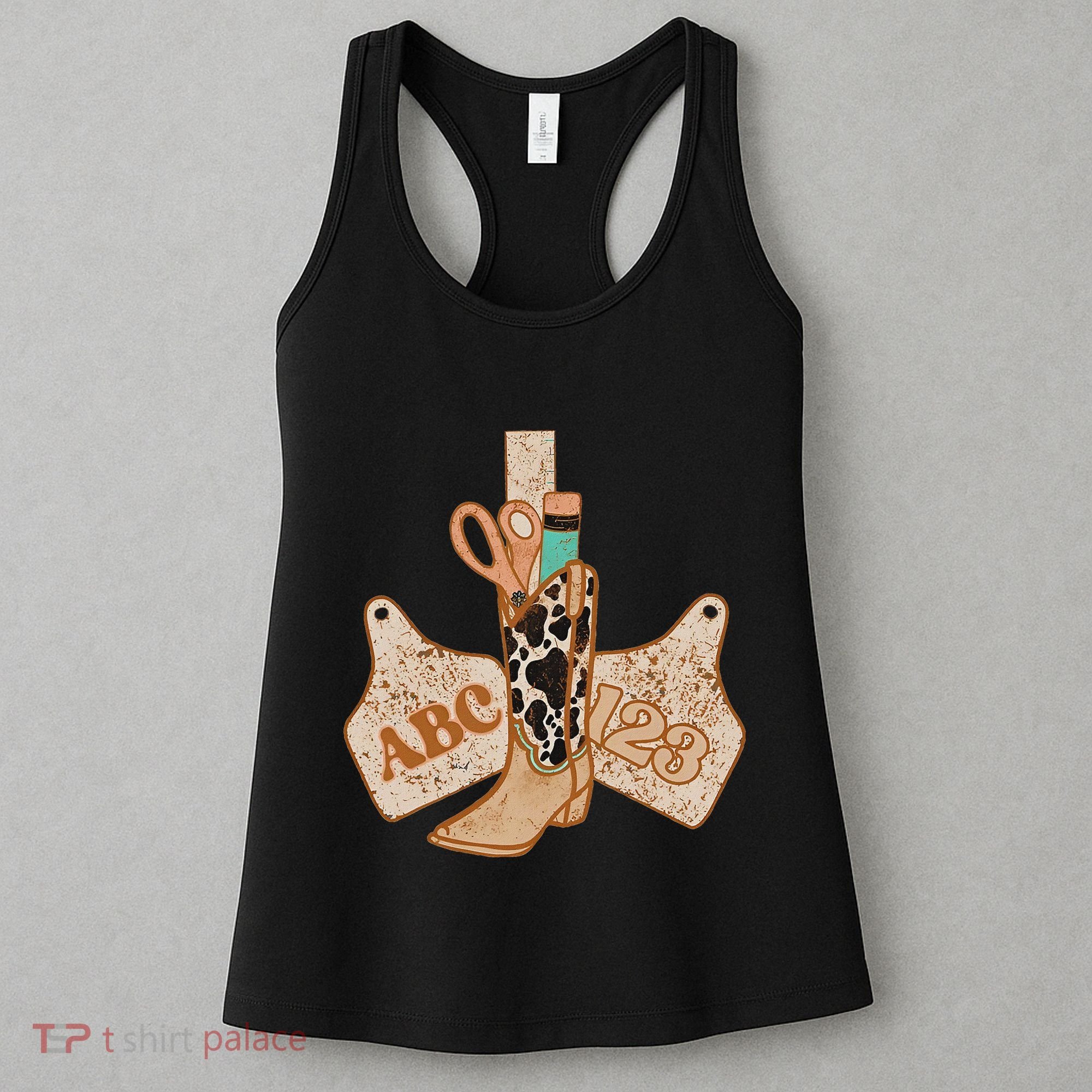 Abc 123 Western Cowgirl Teacher Back To School Teacher Women's Tank Top