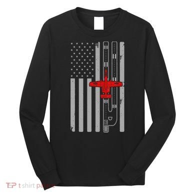 A 10 Warthog Airplane American Flag Runway A10 Thunderbird Long Sleeve Shirt