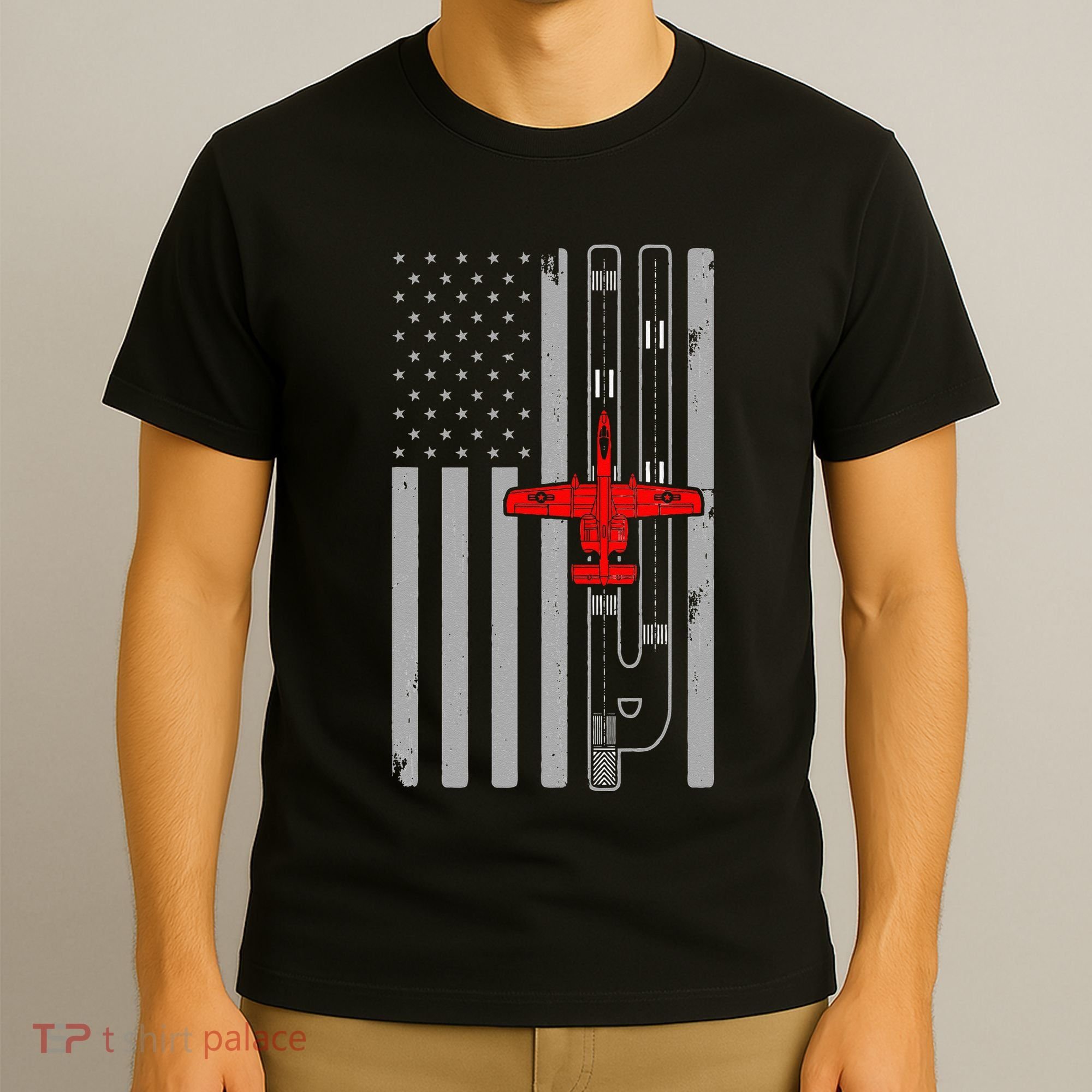 A 10 Warthog Airplane American Flag Runway A10 Thunderbird T-Shirt