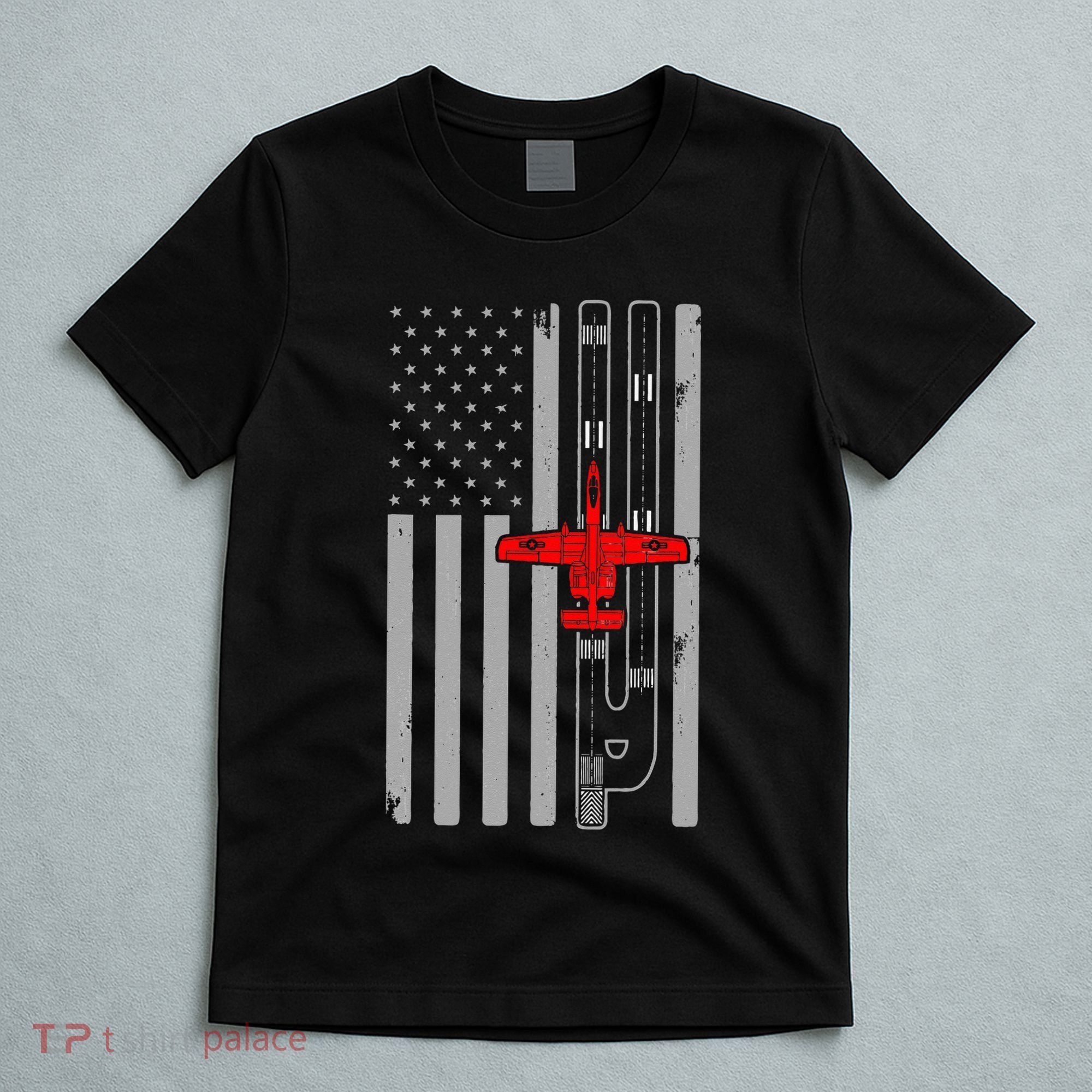 A 10 Warthog Airplane American Flag Runway A10 Thunderbird T-Shirt