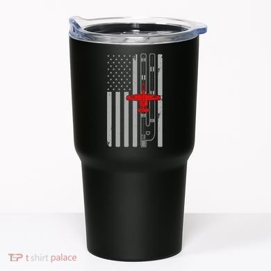 A 10 Warthog Airplane American Flag Runway A10 Thunderbird Tumbler