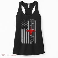 A 10 Warthog Airplane American Flag Runway A10 Thunderbird Women's Tank Top thumb 0