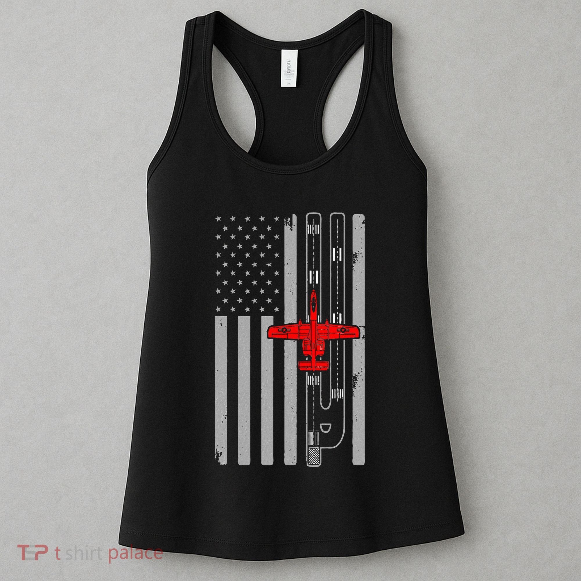 A 10 Warthog Airplane American Flag Runway A10 Thunderbird Women's Tank Top