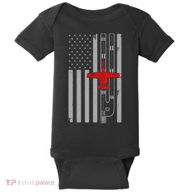 A 10 Warthog Airplane American Flag Runway A10 Thunderbird Baby Bodysuit