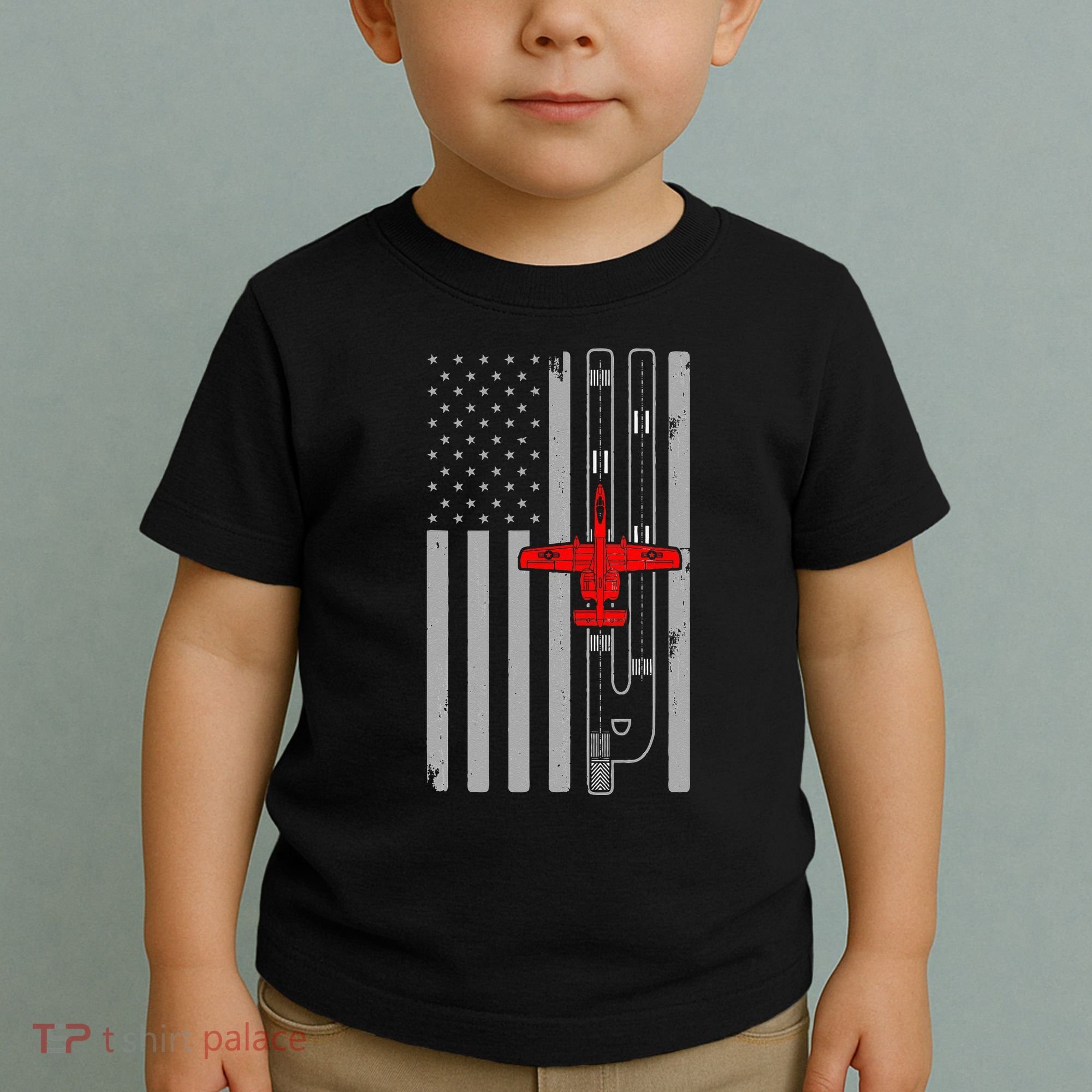 A 10 Warthog Airplane American Flag Runway A10 Thunderbird Toddler T-Shirt