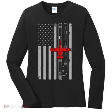 A 10 Warthog Airplane American Flag Runway A10 Thunderbird Women's Long Sleeve Shirt