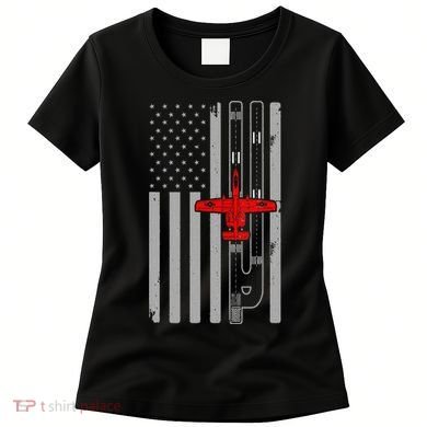 A 10 Warthog Airplane American Flag Runway A10 Thunderbird Women's T-Shirt
