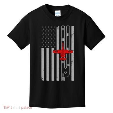 A 10 Warthog Airplane American Flag Runway A10 Thunderbird Kids T-Shirt