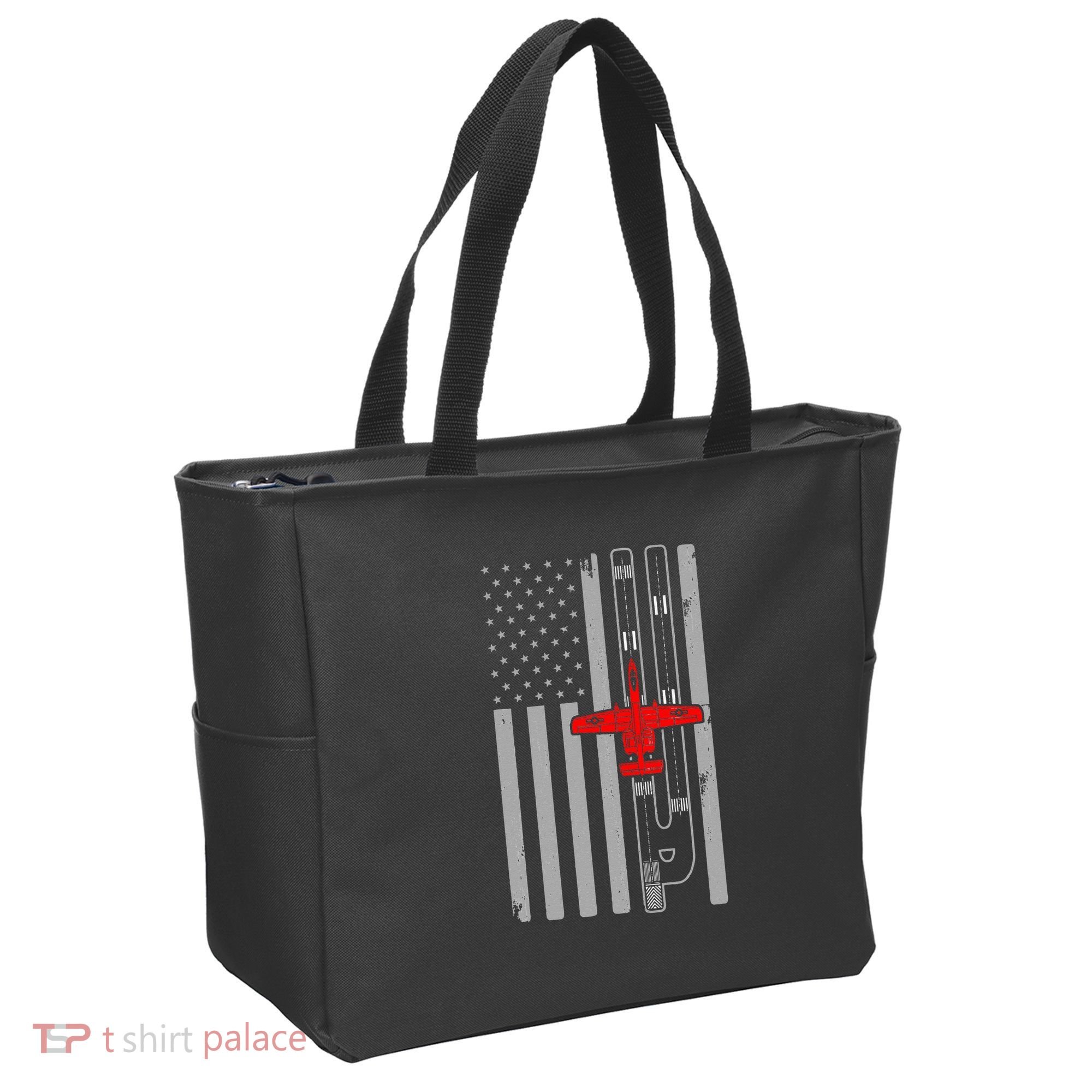 A 10 Warthog Airplane American Flag Runway A10 Thunderbird Tote Bag