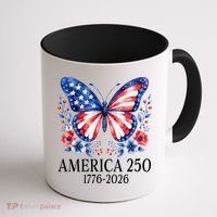 America 250 1776 -2026 Patriotic Flag Butterfly  Coffee Mug thumb 1