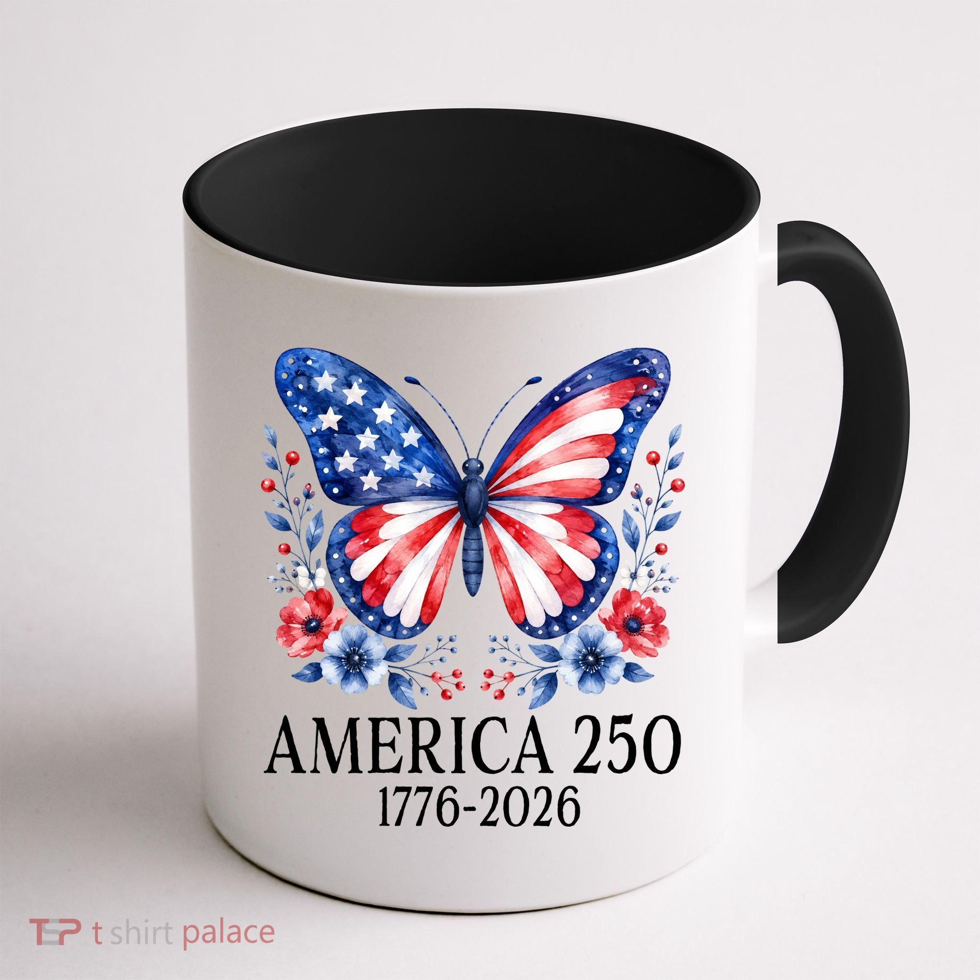 America 250 1776 -2026 Patriotic Flag Butterfly  Coffee Mug