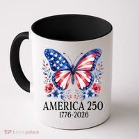 America 250 1776 -2026 Patriotic Flag Butterfly  Coffee Mug thumb 0