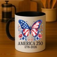 America 250 1776 -2026 Patriotic Flag Butterfly  Coffee Mug thumb 4