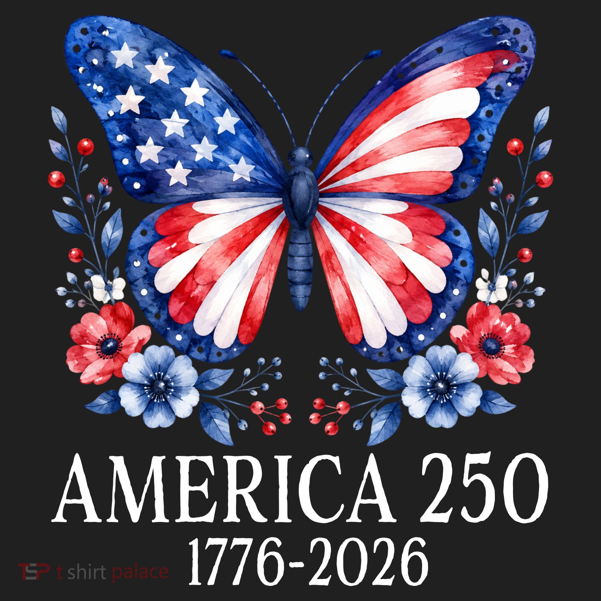 America 250 1776 -2026 Patriotic Flag Butterfly  Tumbler