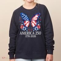 America 250 1776 -2026 Patriotic Flag Butterfly  Women's Sweatshirt thumb 0