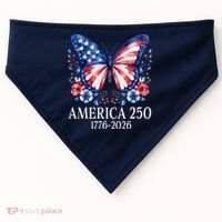 America 250 1776 -2026 Patriotic Flag Butterfly  USA-Made Doggie Bandana thumb 0
