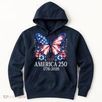 America 250 1776 -2026 Patriotic Flag Butterfly  Hoodie thumb 0