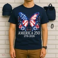 America 250 1776 -2026 Patriotic Flag Butterfly  T-Shirt thumb 6