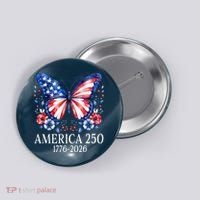 America 250 1776 -2026 Patriotic Flag Butterfly  Button thumb 0