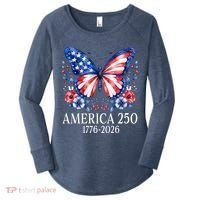 America 250 1776 -2026 Patriotic Flag Butterfly  Women's Perfect Tri Tunic Long Sleeve Shirt thumb 0