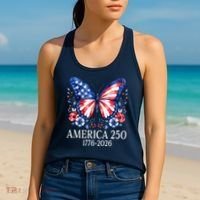 America 250 1776 -2026 Patriotic Flag Butterfly  Women's Tank Top thumb 2